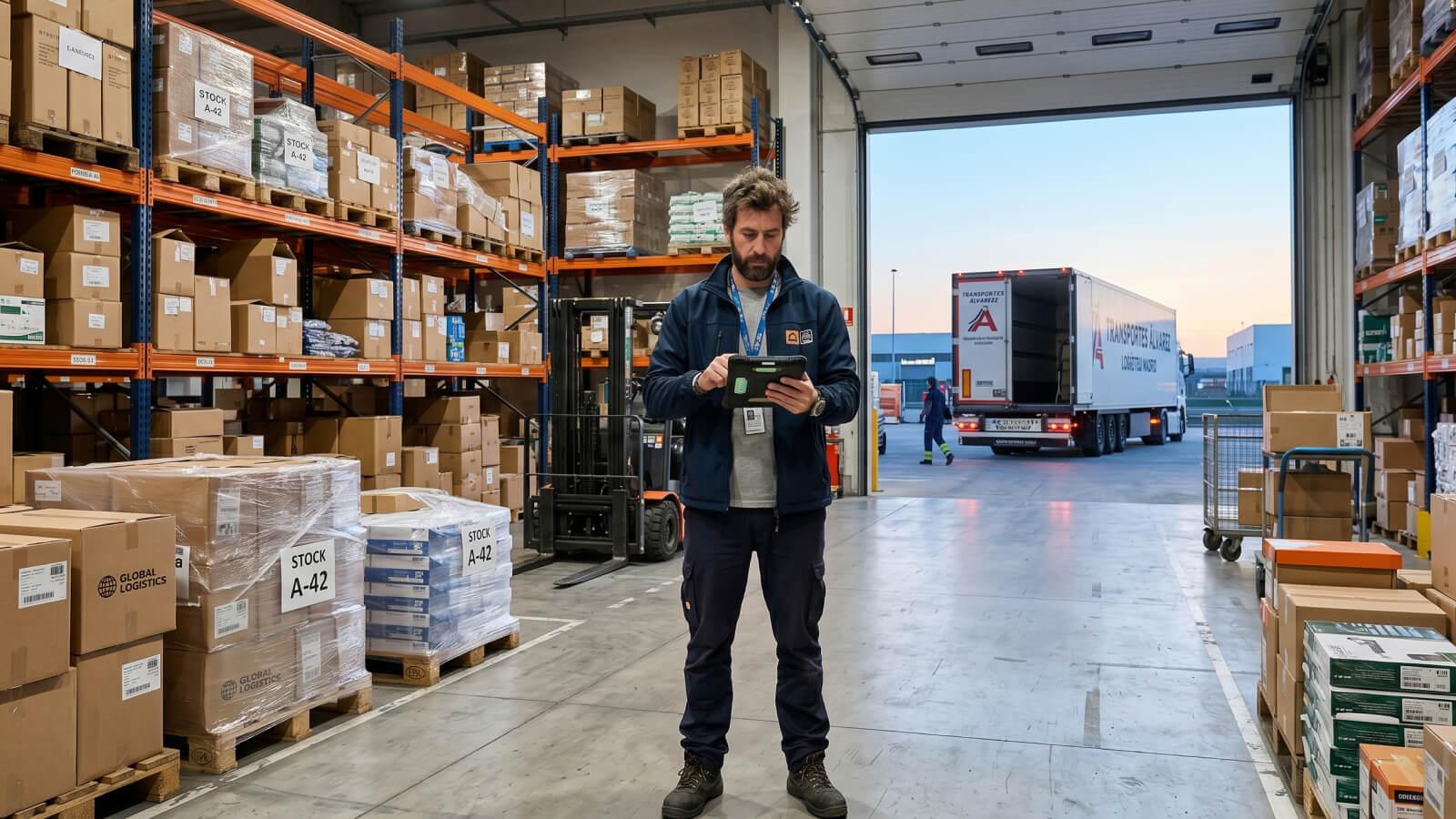 Operador logístico de Cabify Logistics controlando mercadería a ser entregada desde el depósito