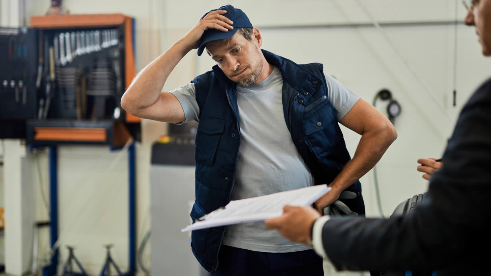 Personal de depósito resolviendo problemas de la operación